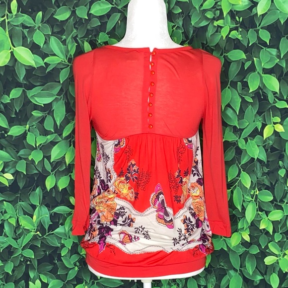 FREE PEOPLE BUTTERFLY PRINT BLOUSE W/ BACK BUTTONS · SIZE M · NWOT - Picture 3 of 6